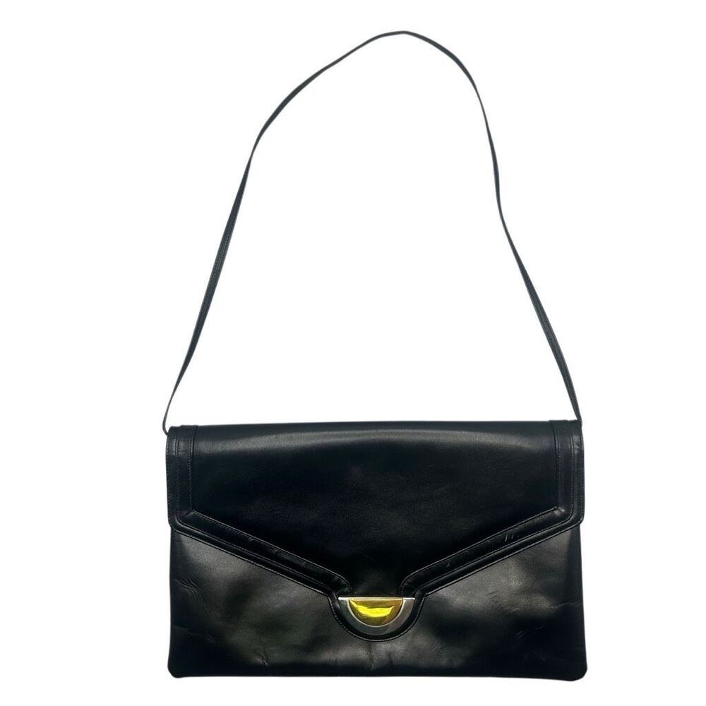 Vintage Rare David's Fifth Avenue Black Leather Evening Shoulder Bag Purse